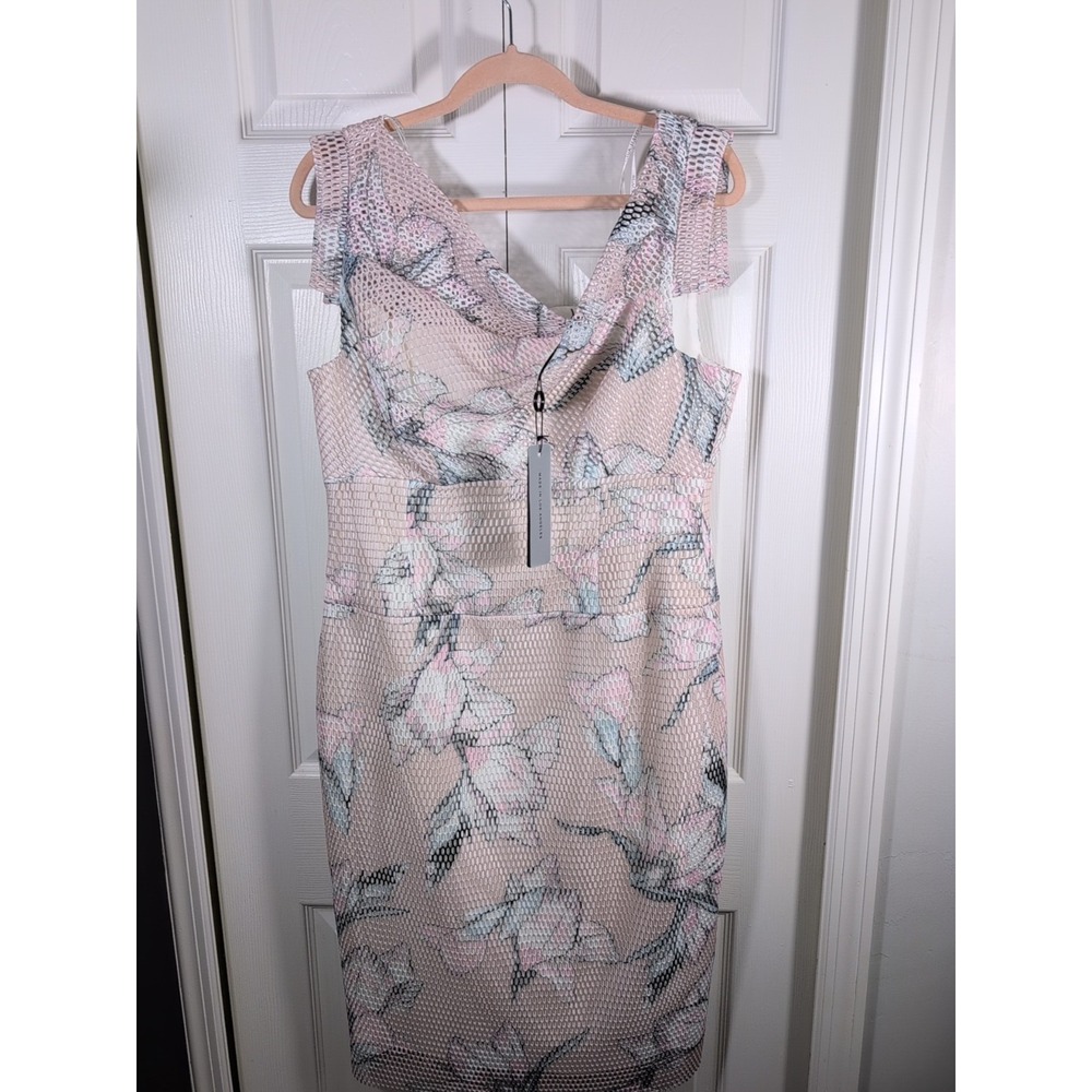Black Halo Womens Jackie O Floral Mesh Dress Size 14 New